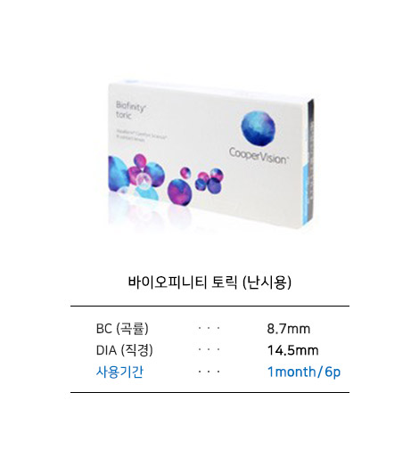 [쿠퍼비젼] 바이오피니티 토릭(난시용)